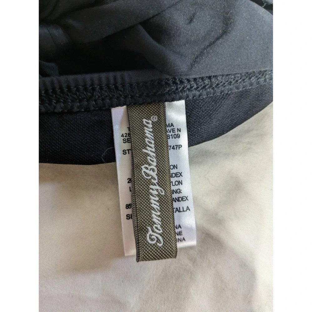 Tommy Bahama One Piece Swimsuit Women 10 Black Halter Ruched Sweetheart‎ Padded